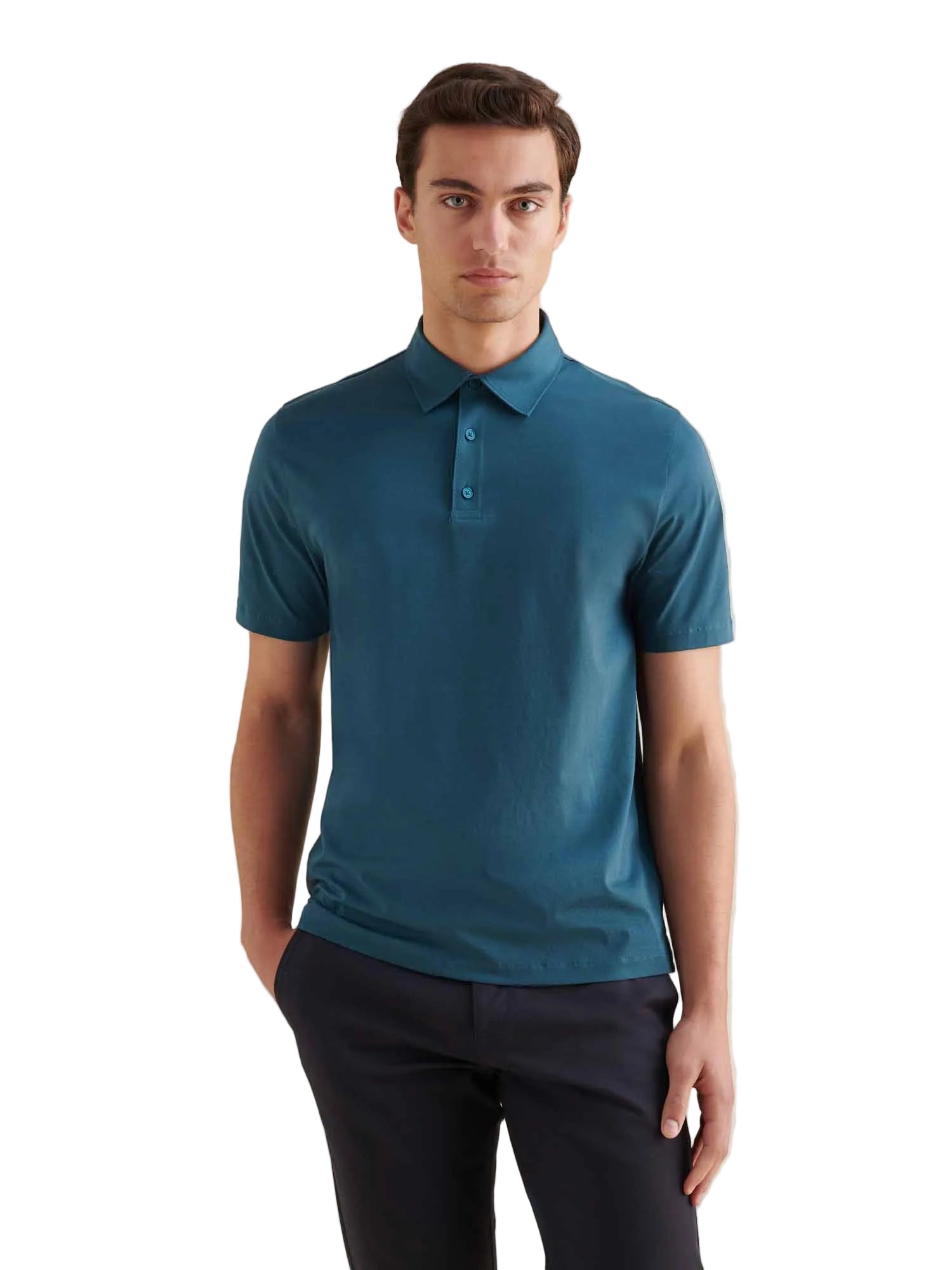 Front View of Peckham Rye Mercerised Cotton Stargazer Polo Shirt